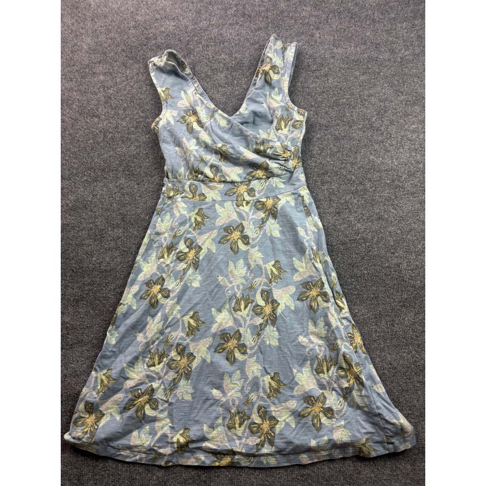 Patagonia Dress Womens‎ XS Blue Floral Organic Cotton Sleeveless V-Neck A-Line